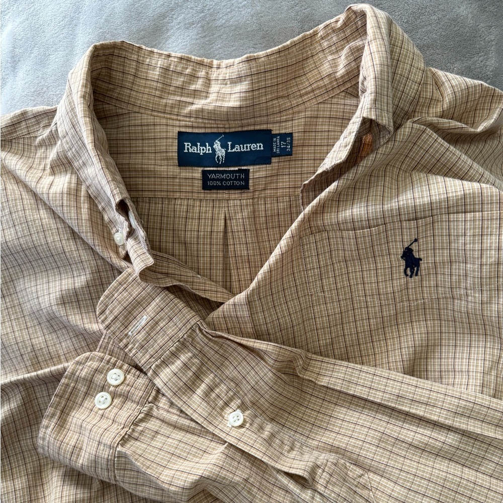 Ralph Lauren Men's Beige Checkered Shirt